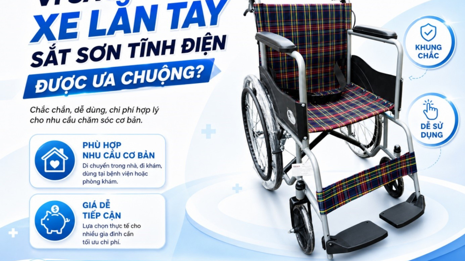 Ưu điểm của xe lăn tay sắt sơn tĩnh điện trong phân khúc phổ thông